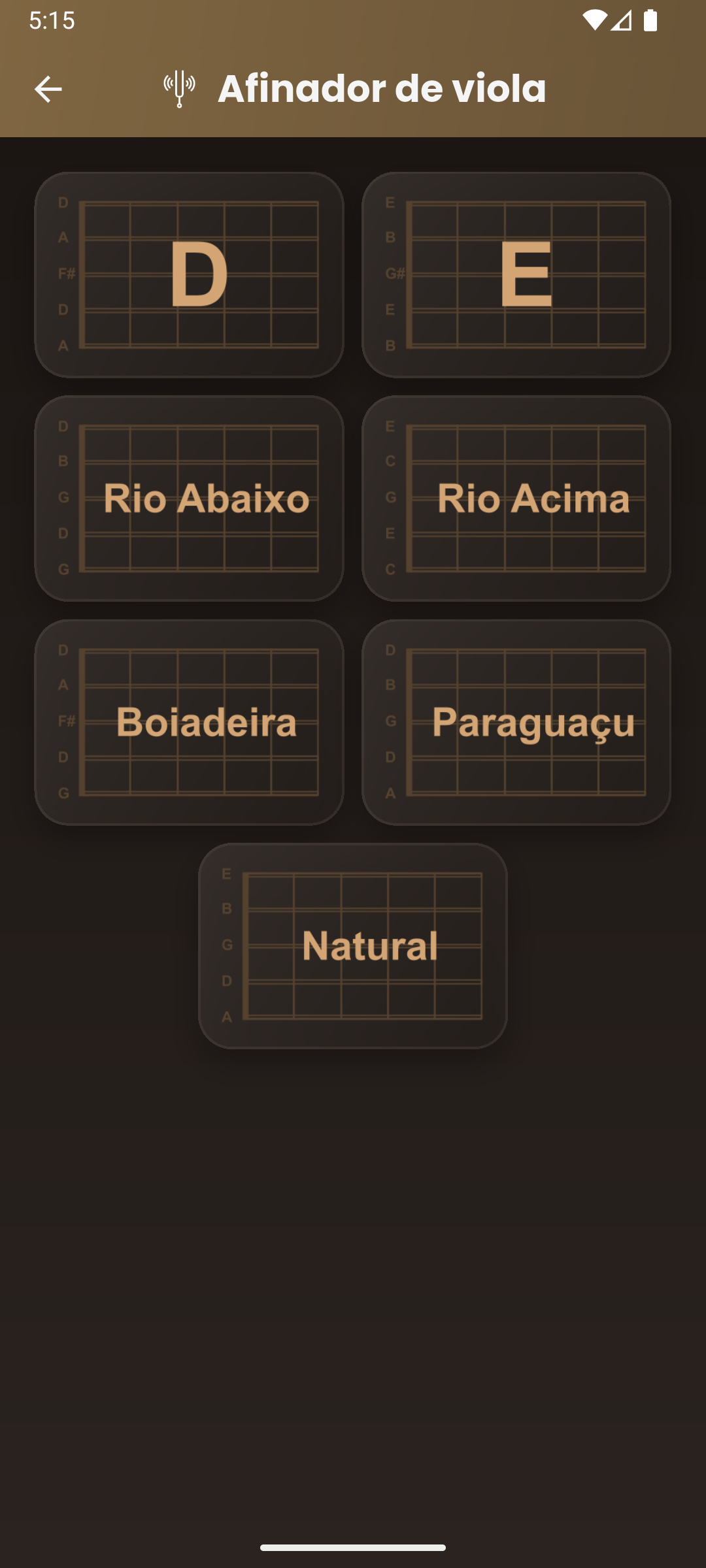 Seleção de afinações